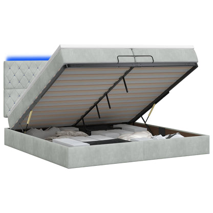Letto Ottomano con Materasso e LED Grigio Chiaro 200 x 200 cm | homemem39