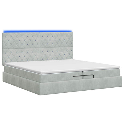 Letto Ottomano con Materasso e LED Grigio Chiaro 200 x 200 cm | homemem39