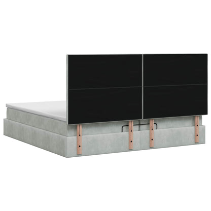 Letto Ottomano con Materasso e LED Grigio Chiaro 200 x 200 cm | homemem39