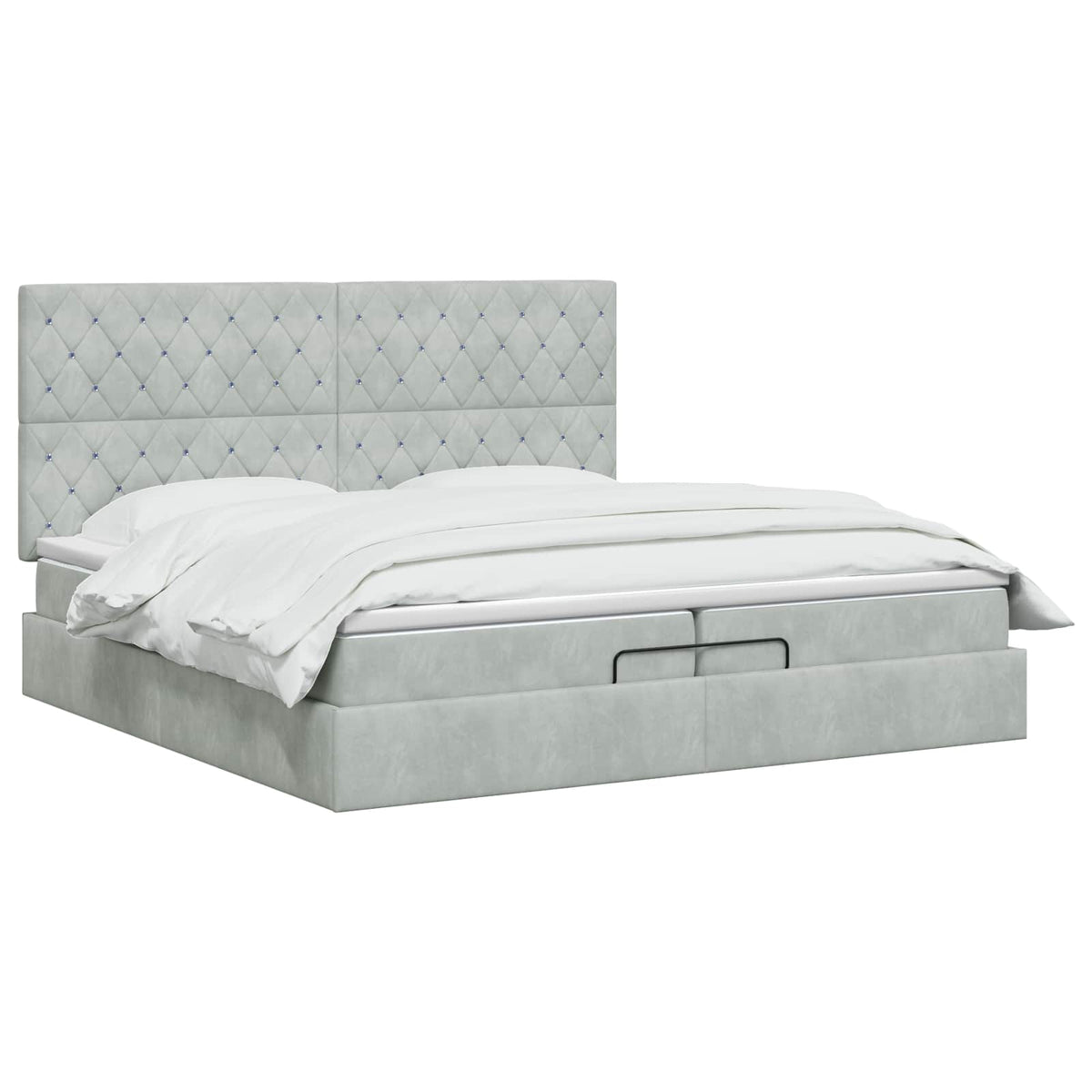 Letto Ottomano con Materasso e LED Grigio Chiaro 200 x 200 cm | homemem39
