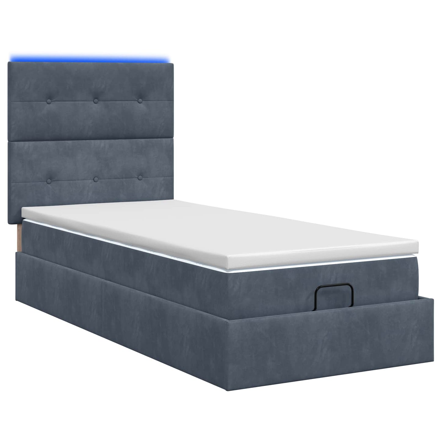 Letto Ottomano con Materasso e LED Grigio Scuro 80 x 200 cm