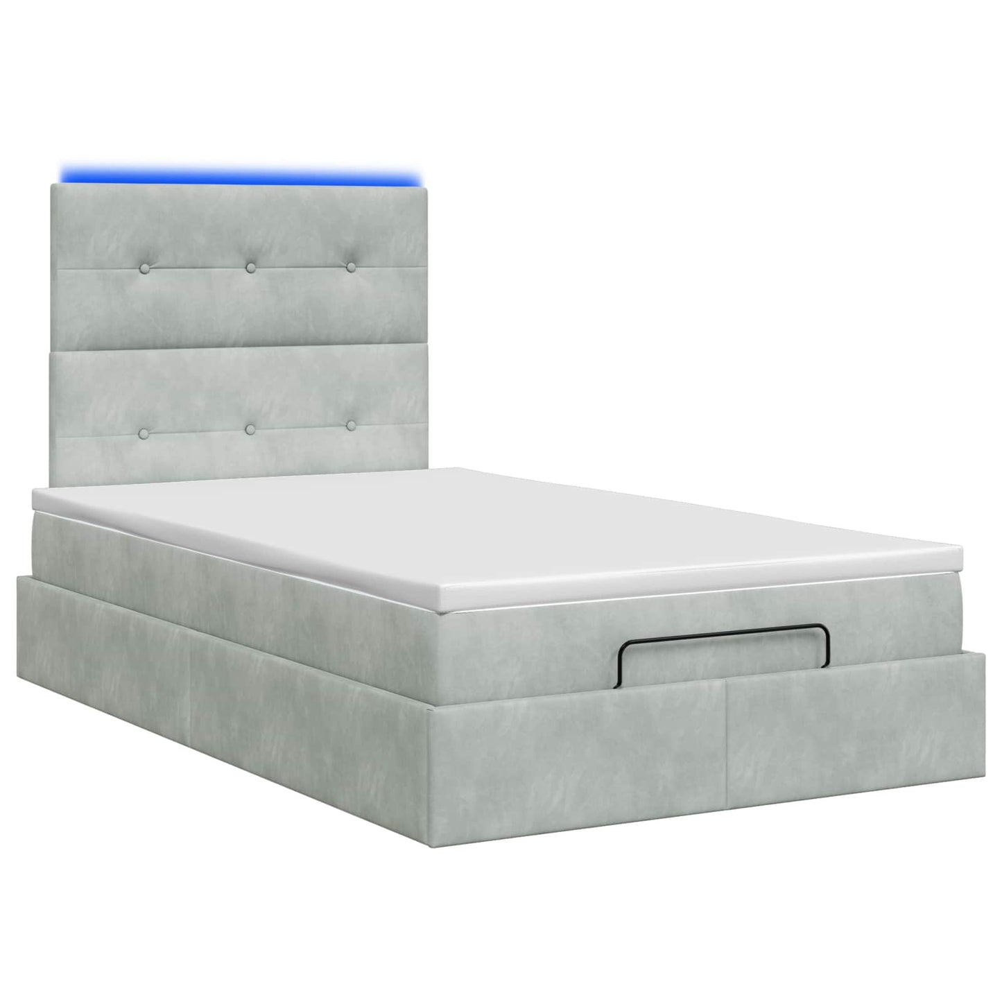 Letto Ottomano con Materasso e LED Grigio Chiaro 120 x 200 cm | homemem39