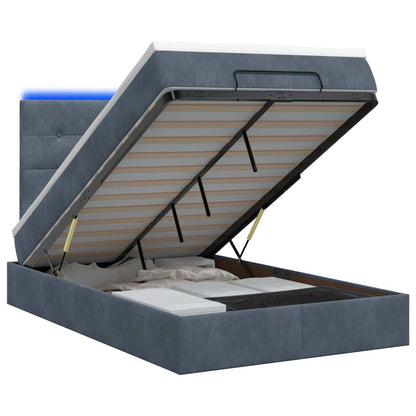 Letto Ottomano con Materasso e LED Grigio Scuro 120 x 200 cm | homemem39