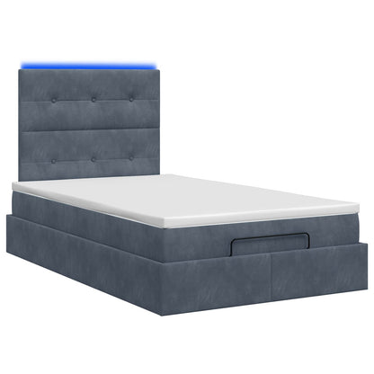Letto Ottomano con Materasso e LED Grigio Scuro 120 x 200 cm | homemem39