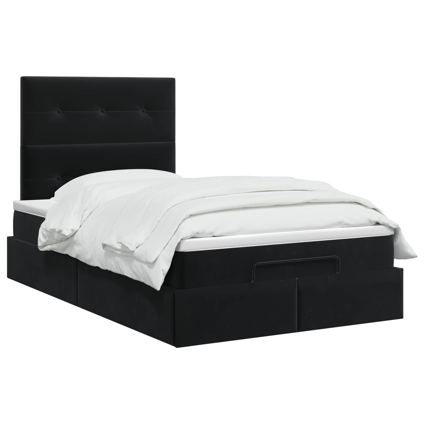 Letto Ottomano con Materasso e LED Nero 120 x 200 cm Velluto