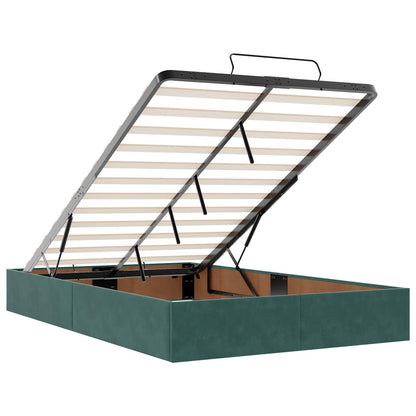 Letto Ottomano con Materasso e LED Verde Scuro 120 x 200 cm | homemem39