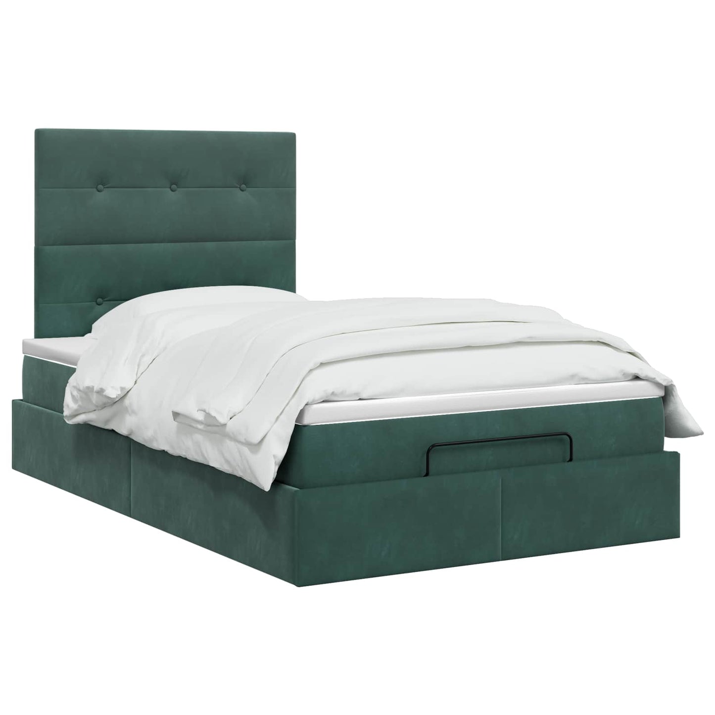Letto Ottomano con Materasso e LED Verde Scuro 120 x 200 cm | homemem39