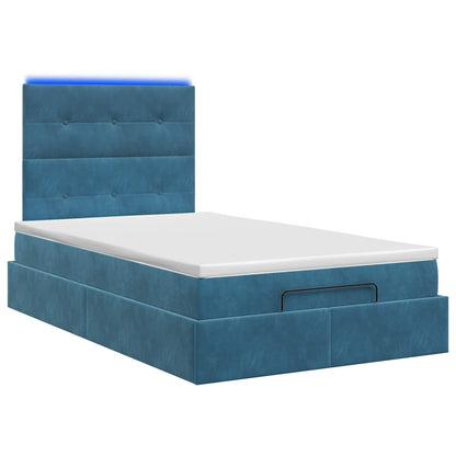 Letto Ottomano con Materasso e LED Blu scuro 120 x 200 cm | homemem39