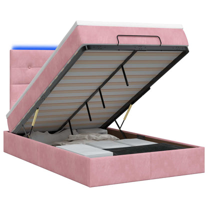 Letto Ottomano con Materasso e LED Rosa 120 x 200 cm Velluto | homemem39