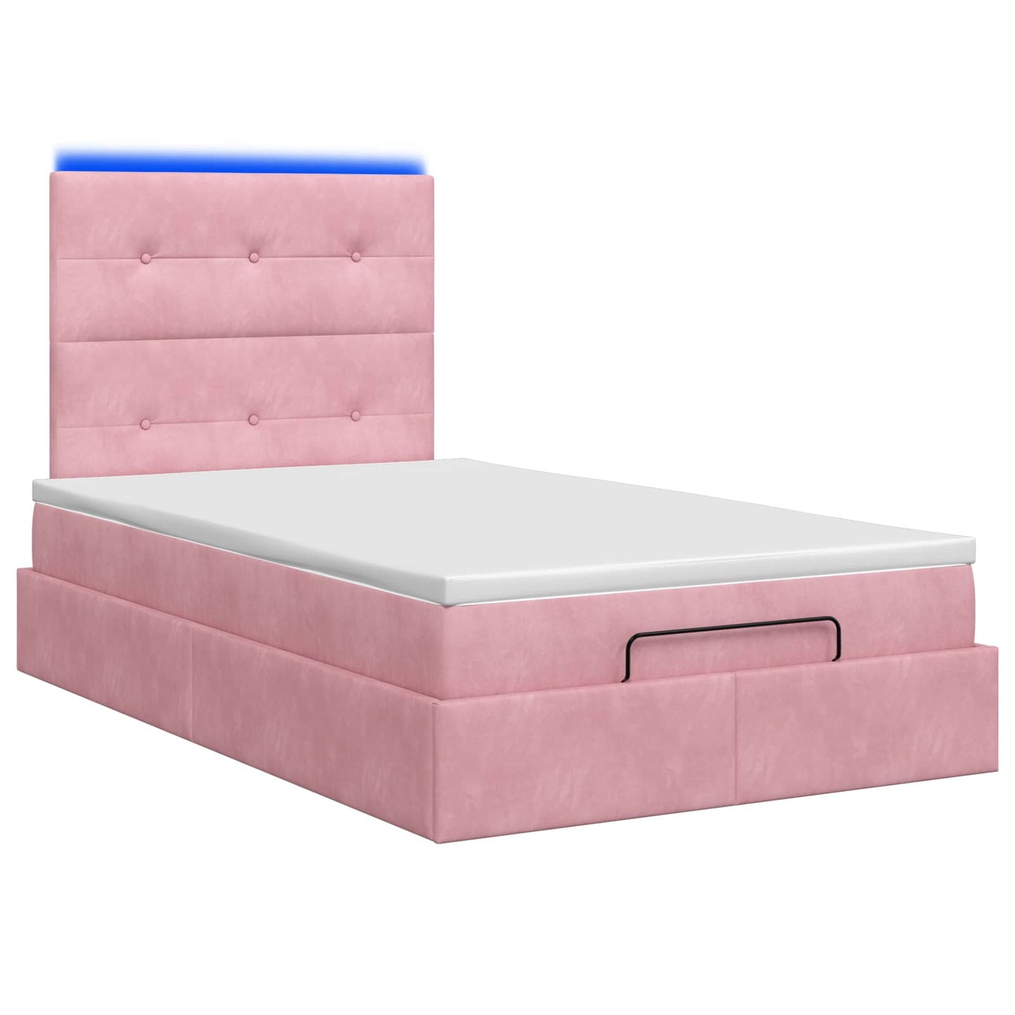 Letto Ottomano con Materasso e LED Rosa 120 x 200 cm Velluto | homemem39