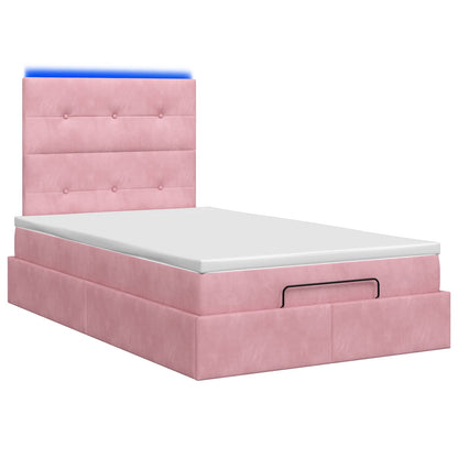 Letto Ottomano con Materasso e LED Rosa 120 x 200 cm Velluto | homemem39