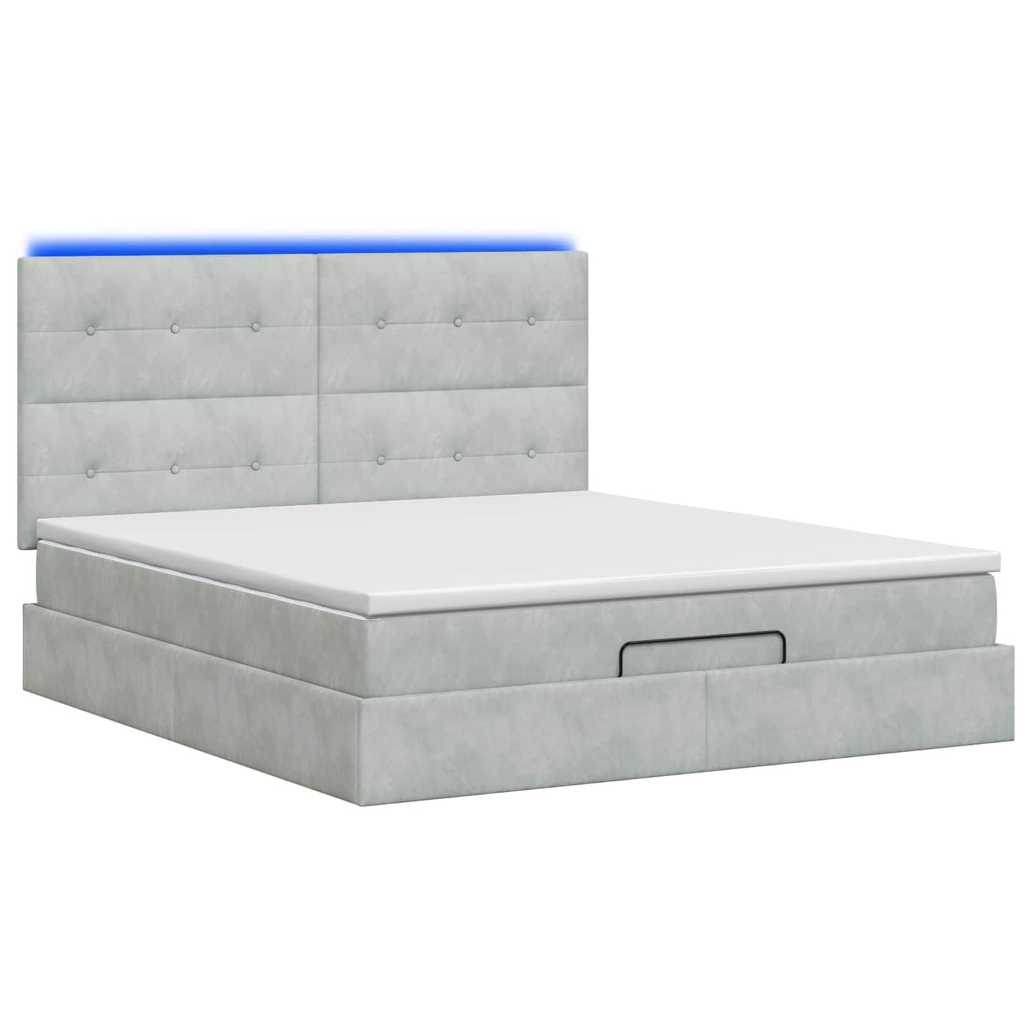 Letto Ottomano con Materasso e LED Grigio Chiaro 140 x 190 cm | homemem39