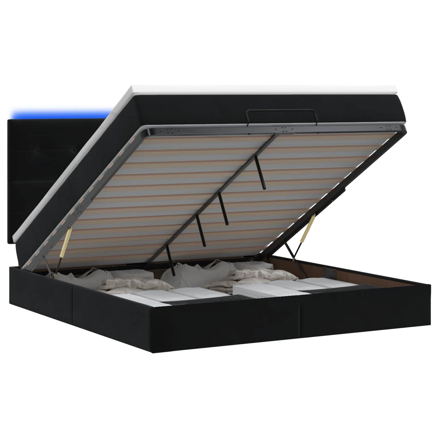 Letto Ottomano con Materasso e LED Nero 140 x 190 cm Velluto | homemem39