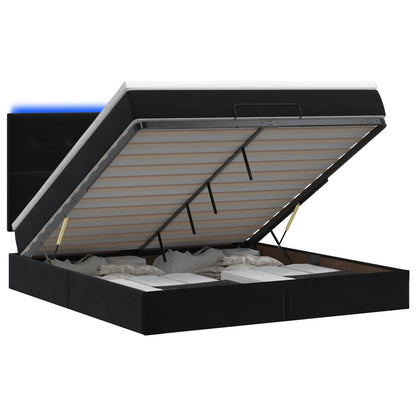 Letto Ottomano con Materasso e LED Nero 140 x 190 cm Velluto | homemem39