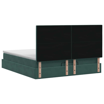 Letto Ottomano con Materasso e LED Verde Scuro 140 x 190 cm