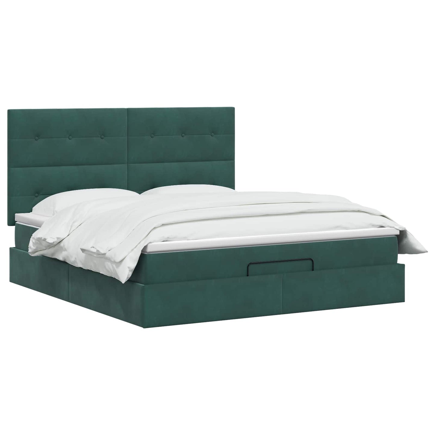 Letto Ottomano con Materasso e LED Verde Scuro 140 x 190 cm