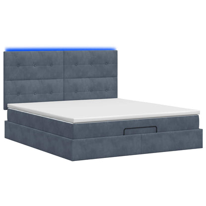Letto Ottomano con Materasso e LED Grigio Scuro 140 x 200 cm