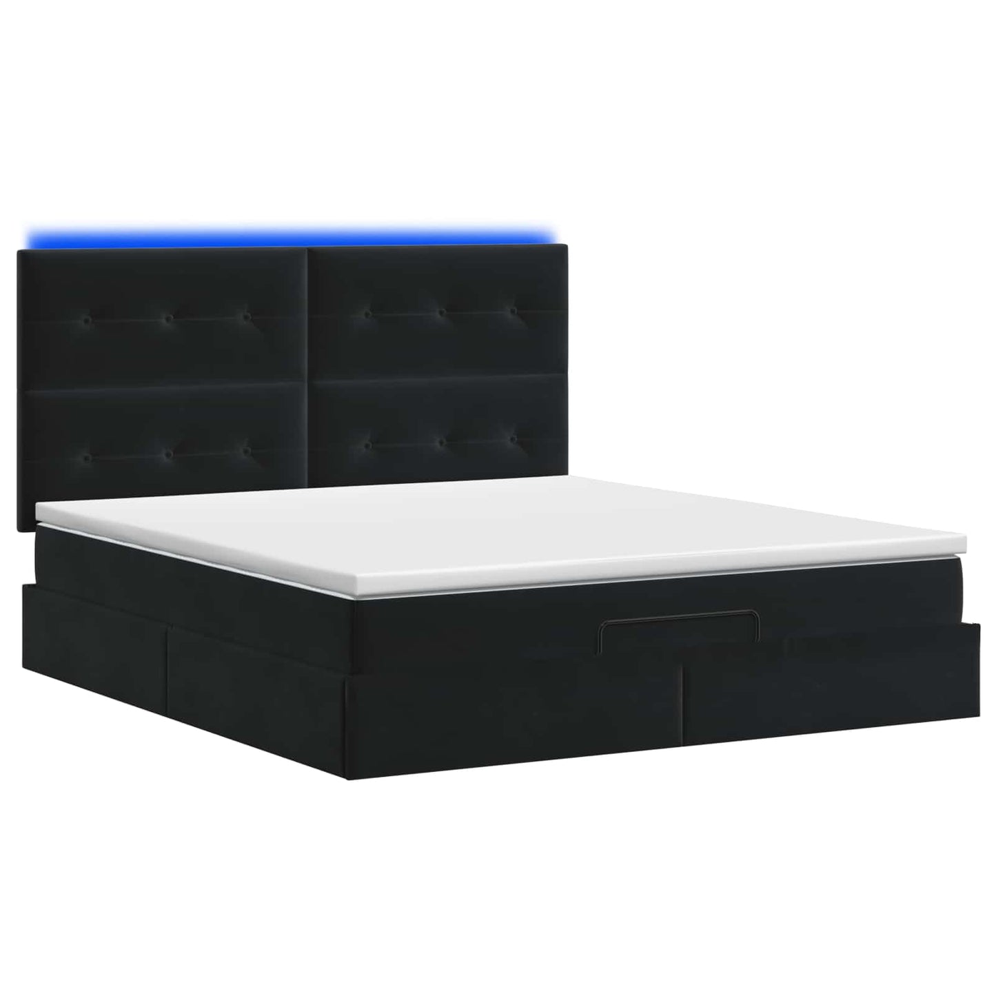 Letto Ottomano con Materasso e LED Nero 140 x 200 cm Velluto