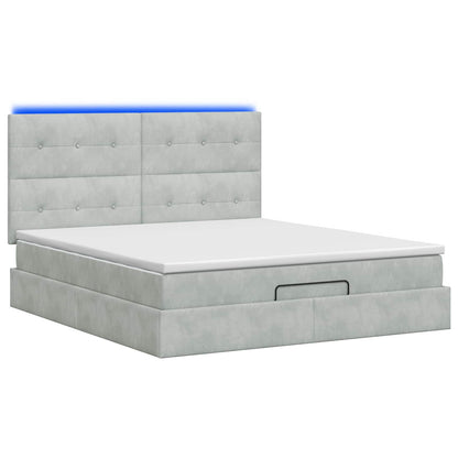 Letto Ottomano con Materasso e LED Grigio Chiaro 160 x 200 cm | homemem39