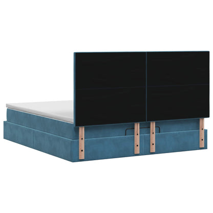 Letto Ottomano con Materasso e LED Blu scuro 160 x 200 cm