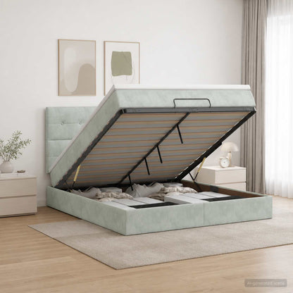 Letto Ottomano con Materasso e LED Grigio Chiaro 160 x 200 cm | homemem39