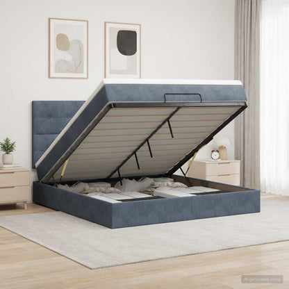 Letto ottomano con materasso Grigio Scuro 160 x 200 cm Velluto