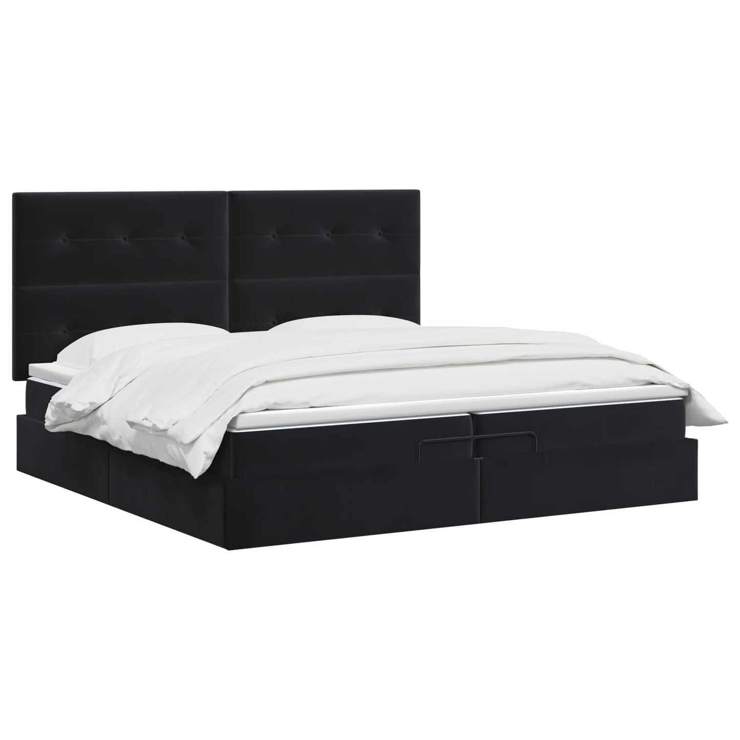 Letto Ottomano con Materasso e LED Nero 200 x 200 cm Velluto | homemem39