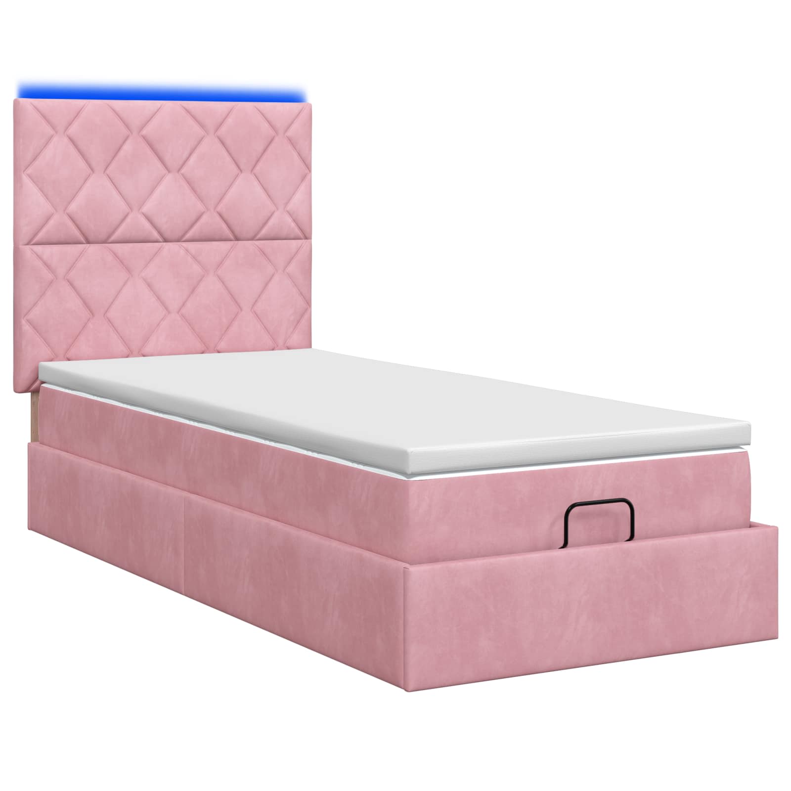 Letto Ottomano con Materasso e LED Rosa 80 x 200 cm Velluto | homemem39