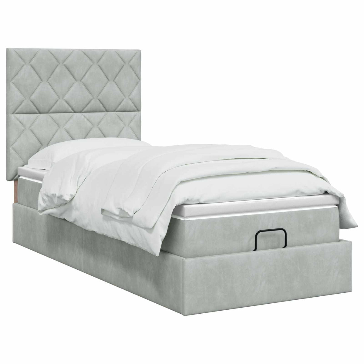 Letto Ottomano con Materasso e LED Grigio Chiaro 90 x 200 cm | homemem39