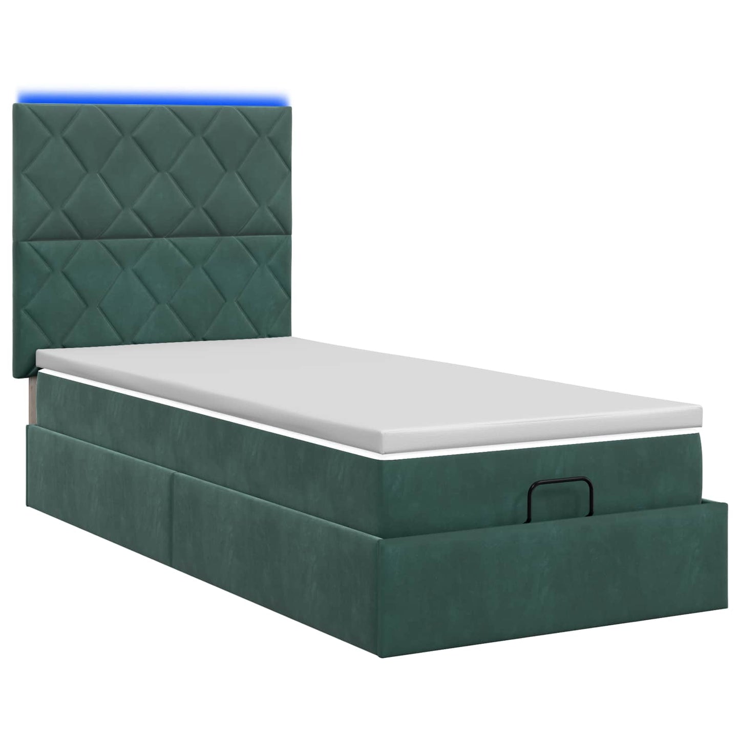 Letto Ottomano con Materasso e LED Verde Scuro 100 x 200 cm