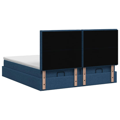 Letto Ottomano con Materasso e LED Blu 180 x 200 cm Tessuto