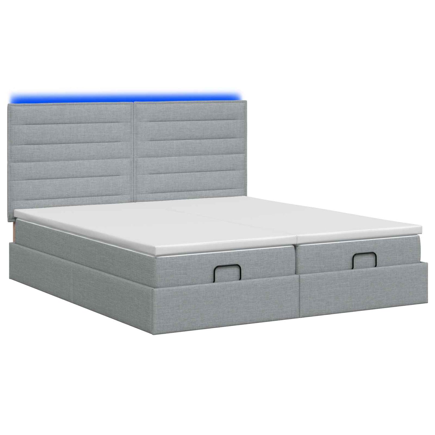 Letto Ottomano con Materasso e LED Grigio Chiaro 200 x 200 cm | homemem39