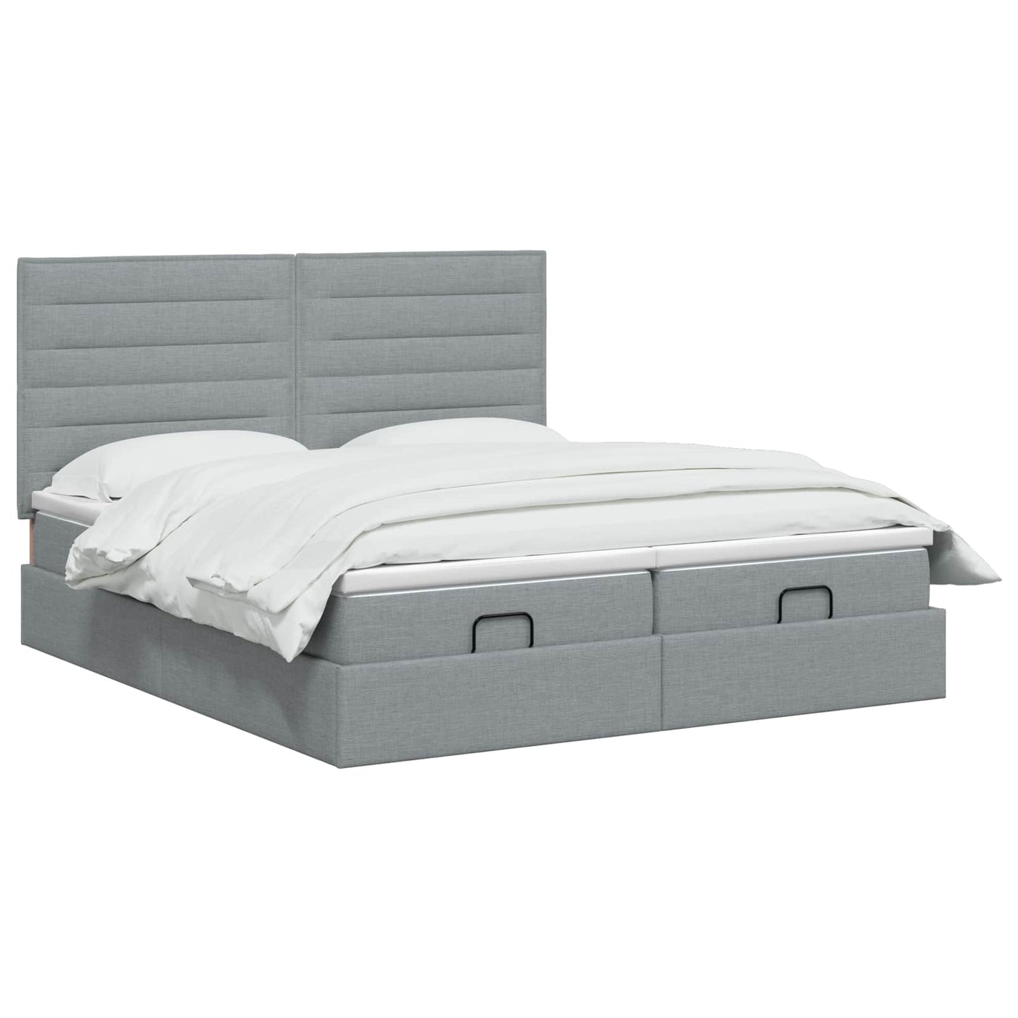 Letto Ottomano con Materasso e LED Grigio Chiaro 200 x 200 cm