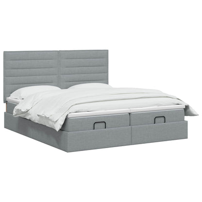 Letto Ottomano con Materasso e LED Grigio Chiaro 200 x 200 cm