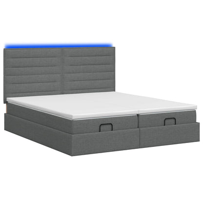 Letto Ottomano con Materasso e LED Grigio Scuro 200 x 200 cm | homemem39