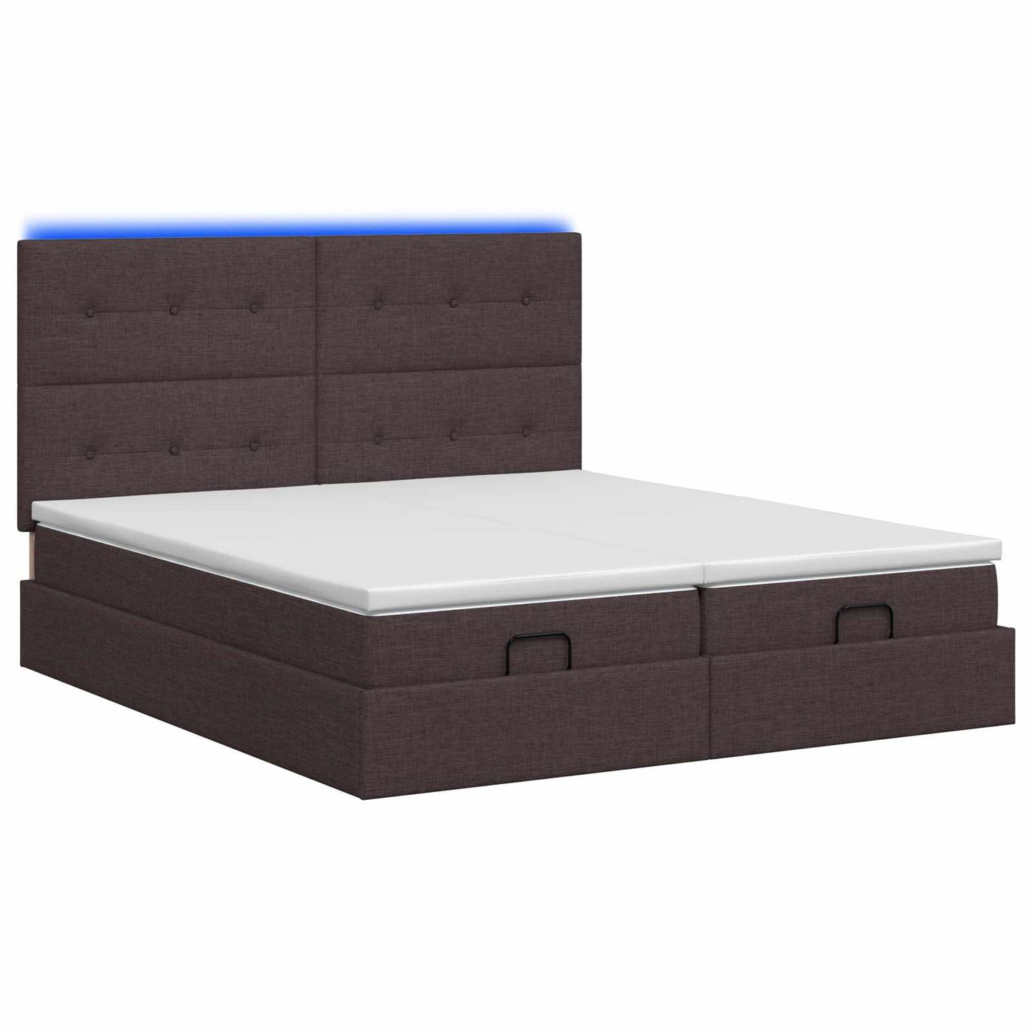 Letto Ottomano con Materasso e LED Marrone Scuro 160 x 200 cm