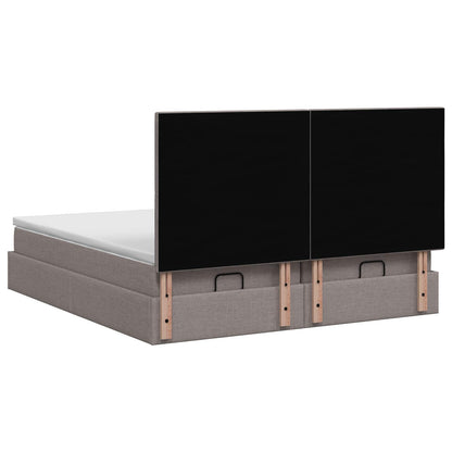 Letto Ottomano con Materasso e LED Tortora 160 x 200 cm Tessuto | homemem39