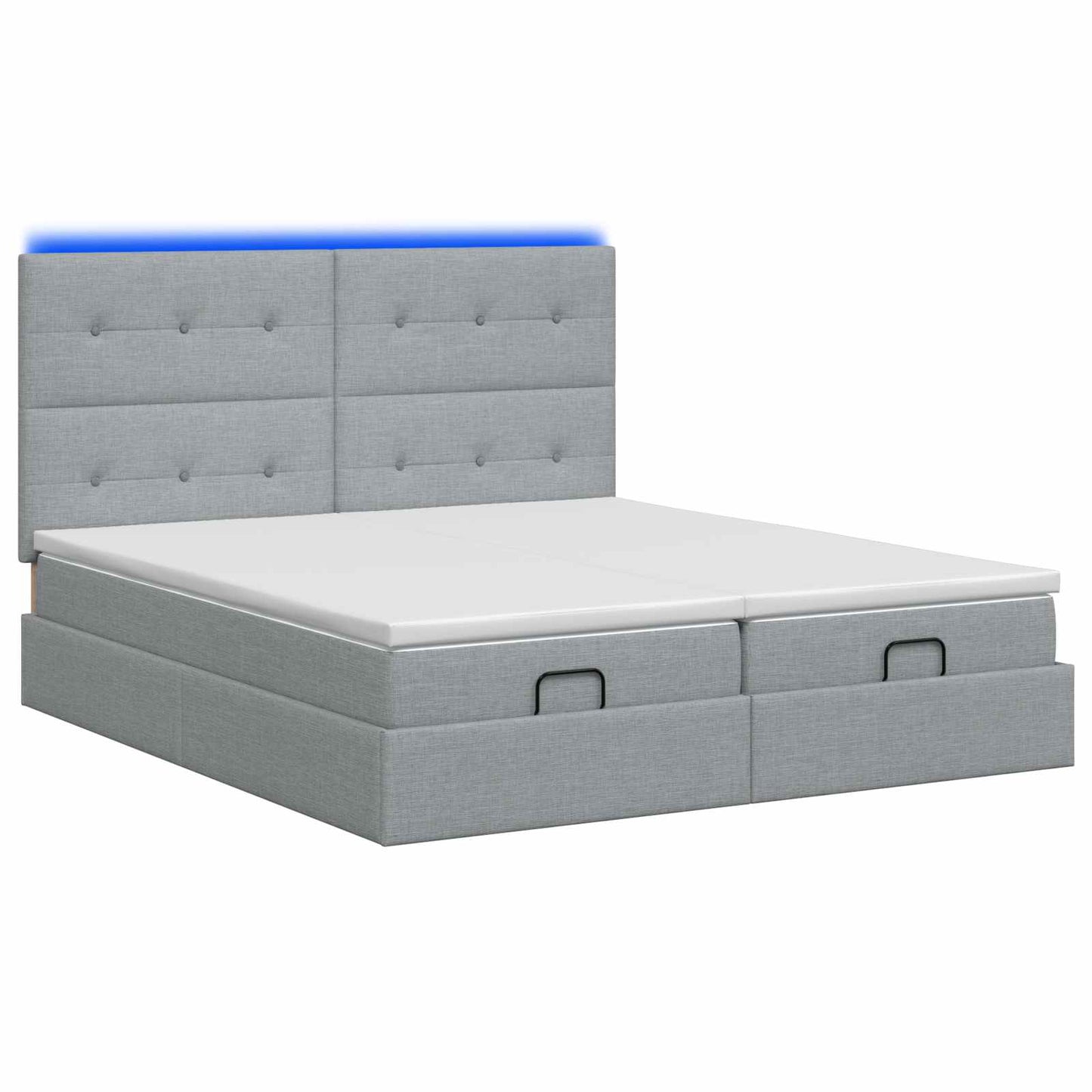 Letto Ottomano con Materasso e LED Grigio Chiaro 180 x 200 cm