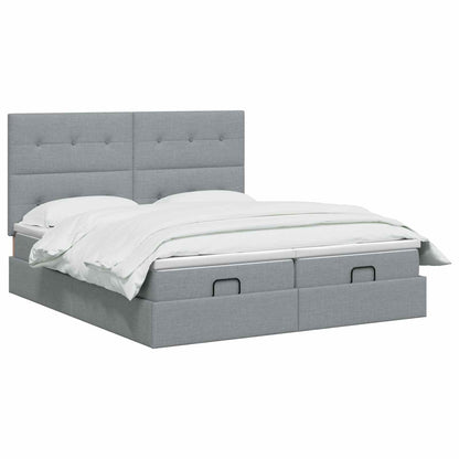 Letto Ottomano con Materasso e LED Grigio Chiaro 180 x 200 cm