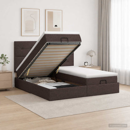 Letto Ottomano con Materasso e LED Marrone Scuro 160 x 200 cm