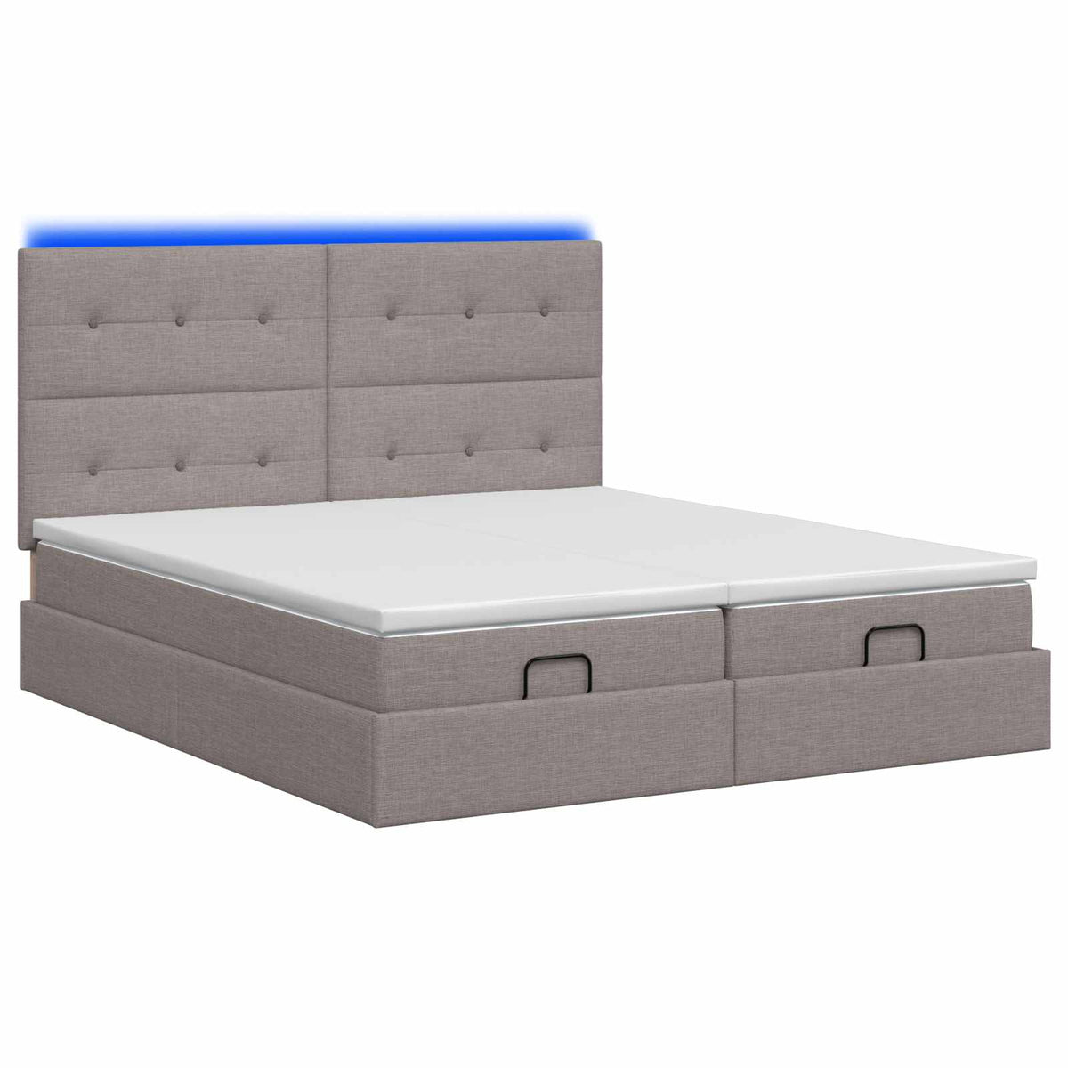 Letto Ottomano con Materasso e LED Tortora 180 x 200 cm Tessuto | homemem39