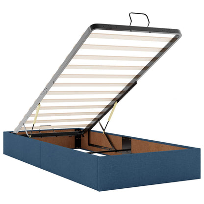 Letto Ottomano con Materasso e LED Blu 200 x 200 cm Tessuto | homemem39