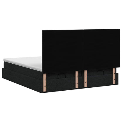 Letto Ottomano con Materasso e LED Nero 180 x 200 cm Tessuto | homemem39