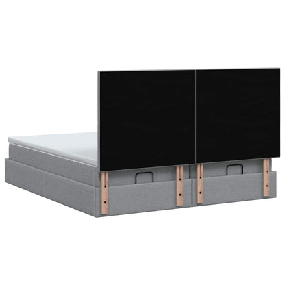 Letto Ottomano con Materasso e LED Grigio Chiaro 200 x 200 cm