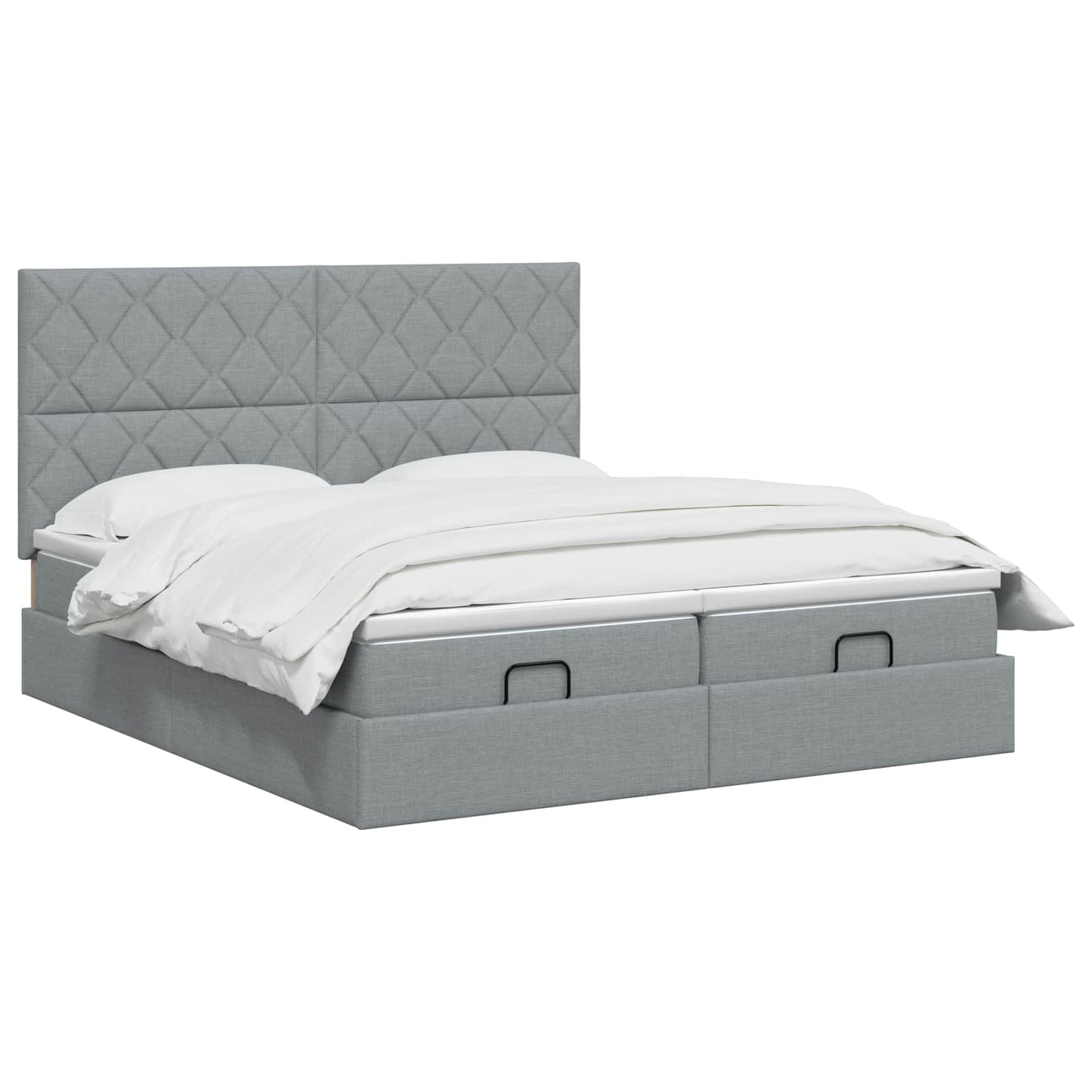 Letto Ottomano con Materasso e LED Grigio Chiaro 200 x 200 cm