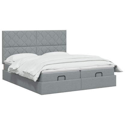 Letto Ottomano con Materasso e LED Grigio Chiaro 200 x 200 cm