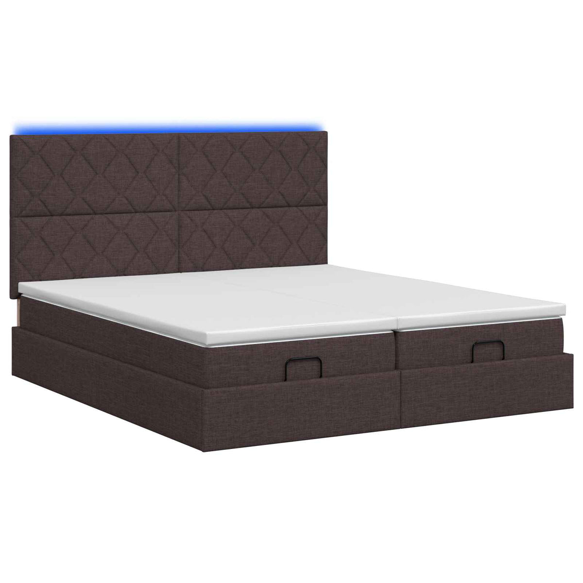 Letto Ottomano con Materasso e LED Marrone Scuro 200 x 200 cm - homemem39