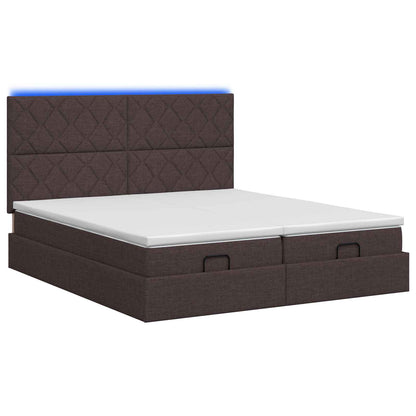 Letto Ottomano con Materasso e LED Marrone Scuro 200 x 200 cm - homemem39