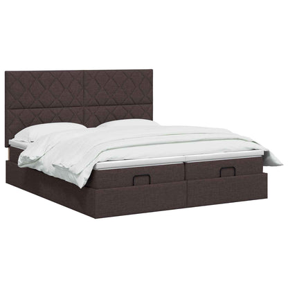 Letto Ottomano con Materasso e LED Marrone Scuro 200 x 200 cm - homemem39