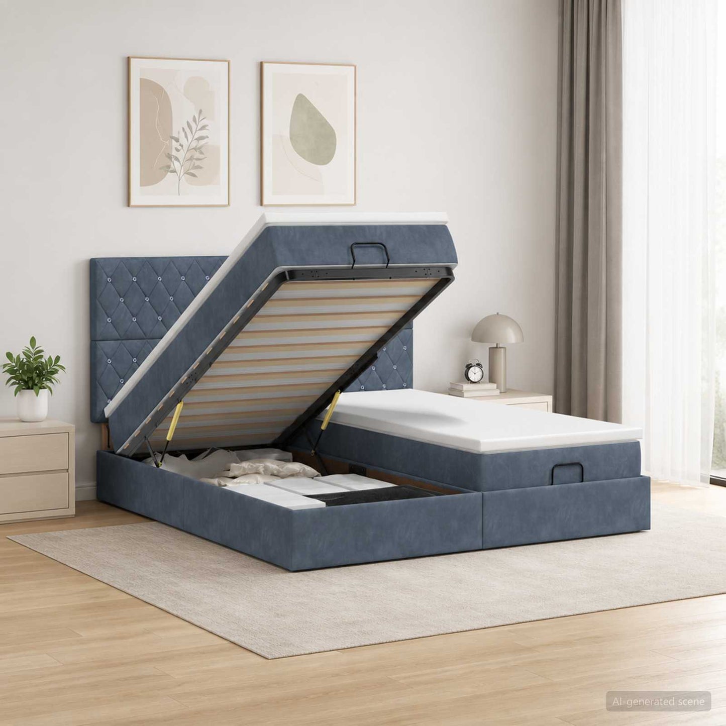 Letto ottomano con materasso 2 pz Grigio Scuro Velluto | homemem39
